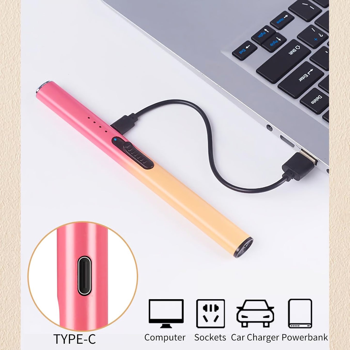 🔥Windproof Flameless Electric Lighter ✅ Suitable for home gas stove, aromatherapy, camping barbecue
