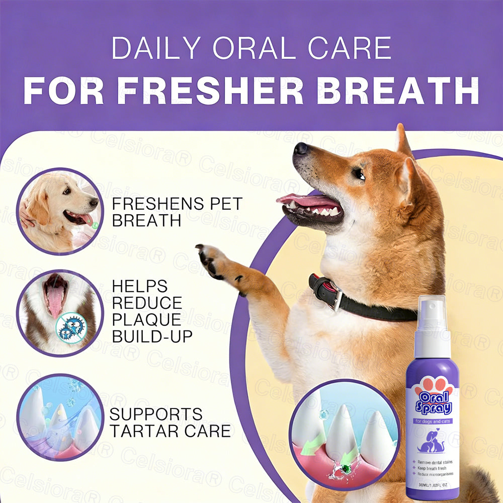 Celsiora® Pet Oral Spray ✅Freshen Breath, Remove Tartar & Promote gum regeneration, stabilize teeth 🦷🦷