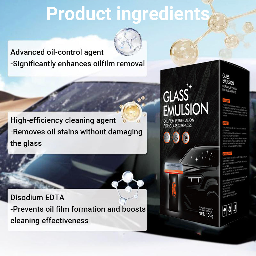 3-in-1 Glass Cleaning Paste ✨ Removes Oil Film & Grease, Water-Repellent Beading Effect & Anti-Glare Protection