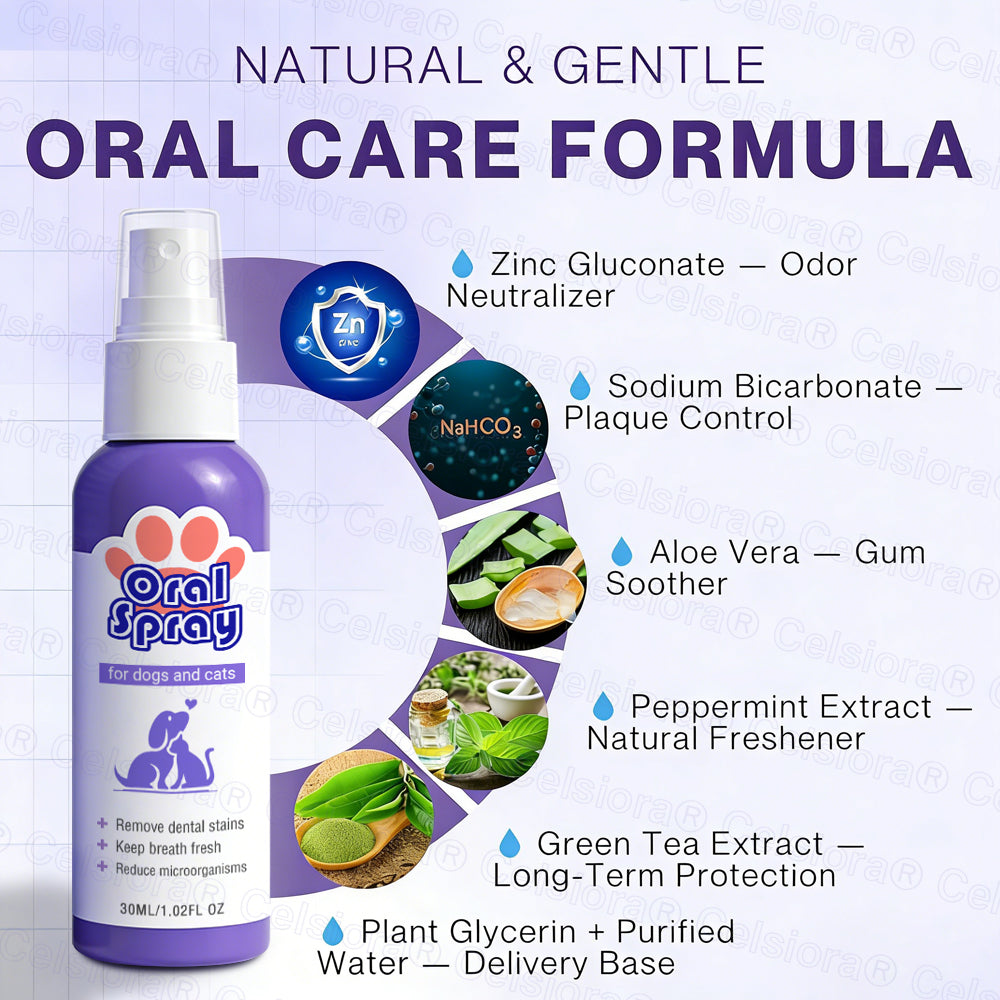 Celsiora® Pet Oral Spray ✅Freshen Breath, Remove Tartar & Promote gum regeneration, stabilize teeth 🦷🦷