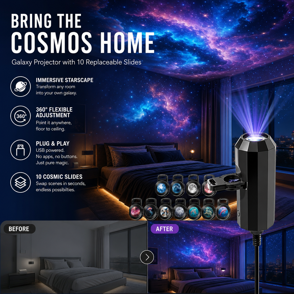 💡BVJ® Plug-and-Play HD Galaxy & Ocean Projector Night Light🥳50,000+ Happy Users