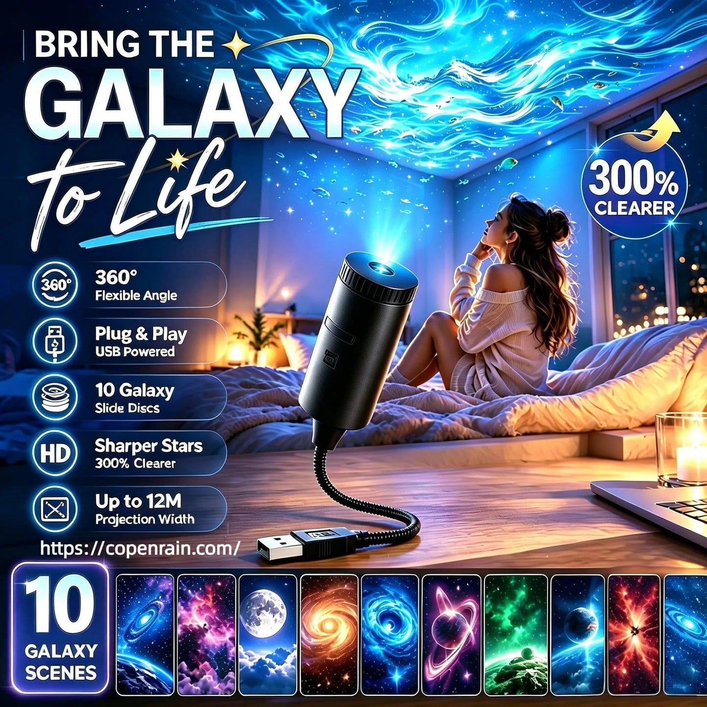 💡BVJ® Plug-and-Play HD Galaxy & Ocean Projector Night Light🥳50,000+ Happy Users