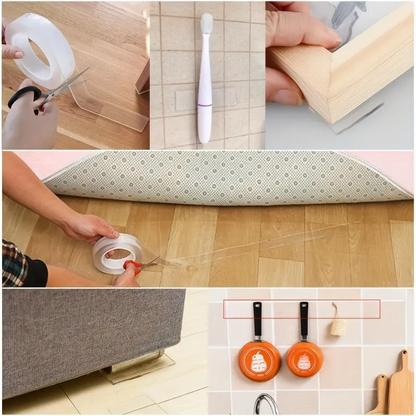 🔥 Nano Double-Sided Tape – Heavy Duty Mounting Tape |💪 Strong,  Clear,  Reusable ✅ Perfect for Every Surface