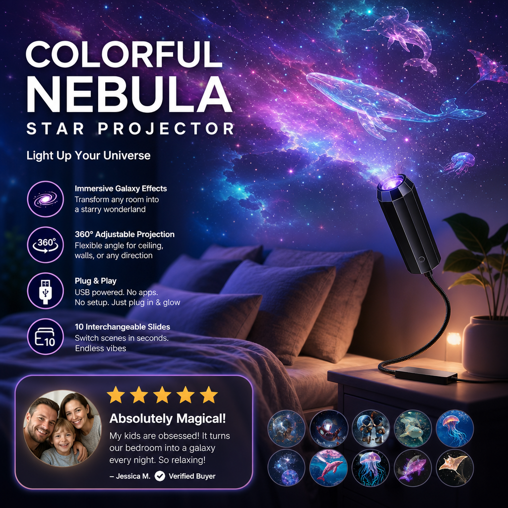 💡BVJ® Plug-and-Play HD Galaxy & Ocean Projector Night Light🥳50,000+ Happy Users